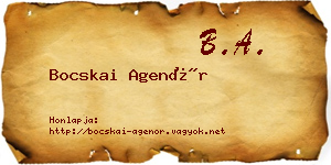 Bocskai Agenór névjegykártya